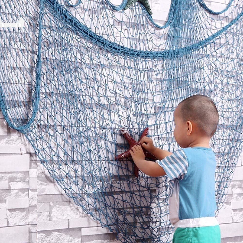 Large Decorative Fishing Net - Blue