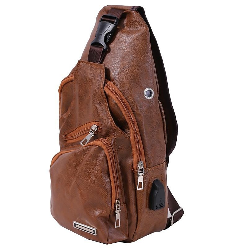 Fashion Men's Casual Crossbody Pouch PU Leather Shoulder Bag Leisure Chest Pack 2025 - $14.99 –P15