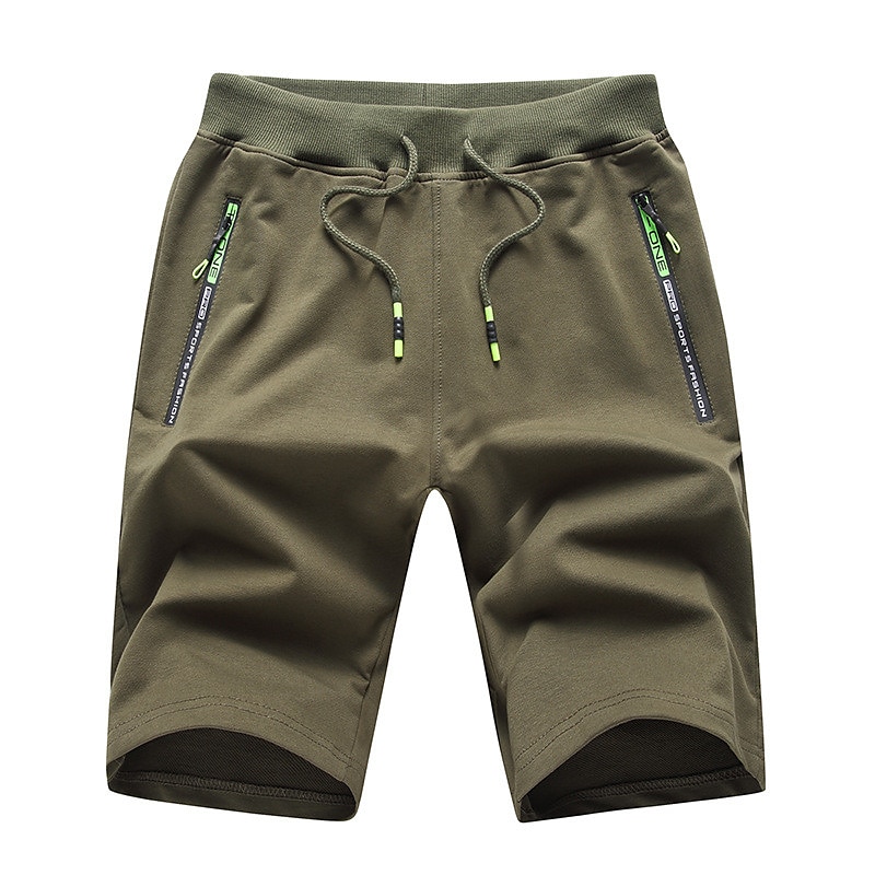 Men's Sweat Shorts Shorts Summer Shorts Beach Shorts Drawstring Elastic Waist Straight Leg Plain Comfort Breathable Short Casual Daily Holiday Cotton Blend Sports Fashion ArmyGreen Black 2025 - $17.99 –P9