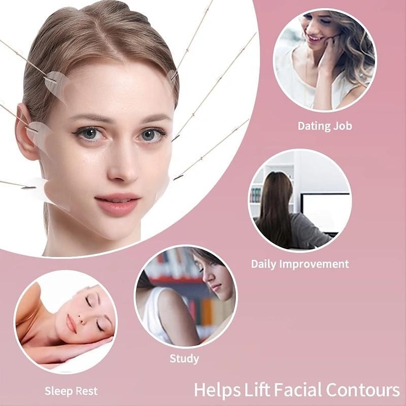 40db face lift szalagok matrica 8 fix kötéllel, azonnali v alakú face lift szalagok, face lifting szalagok dupla állát csökkentő arc ráncfoltok 2025 - $14.49 –P7