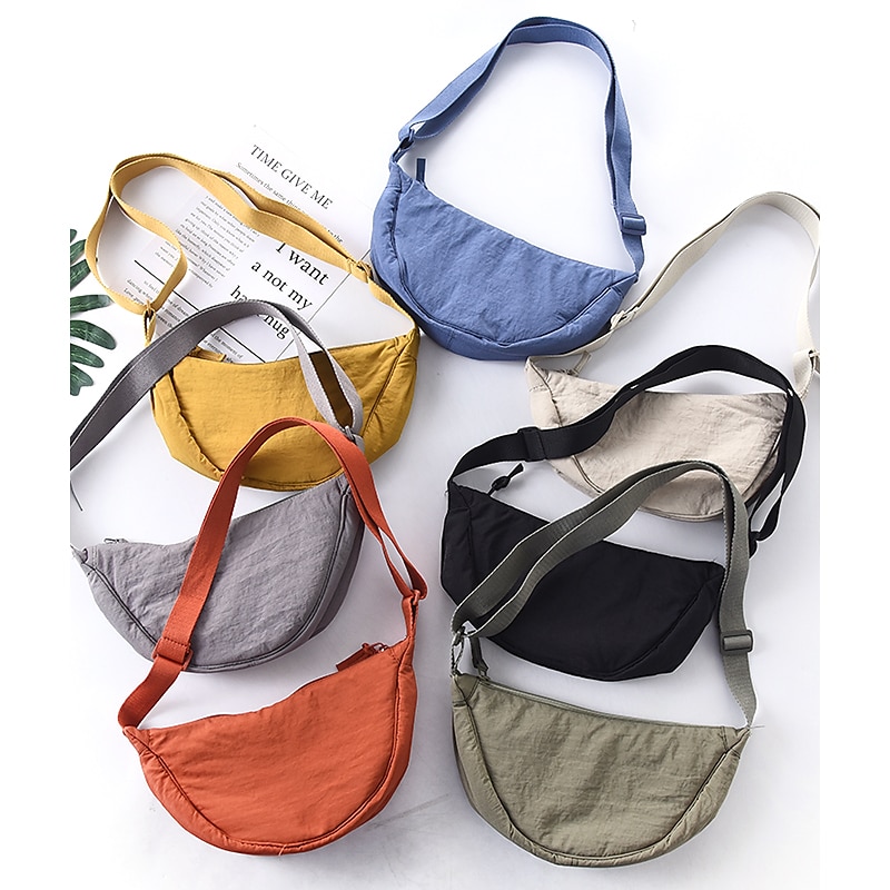 Women's Crossbody Bag Shoulder Bag Hobo Bag Nylon Daily Holiday Zipper Large Capacity Lightweight Durable Solid Color claret Lake blue Lemon Yellow 2025 - $18.99 –P4