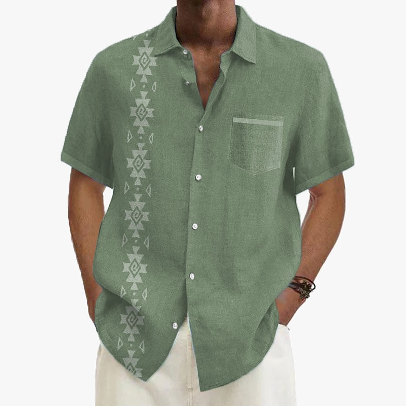Férfi Gombos póló Rövid ujjú Szüret Hawaii Alkalmi Vakáció Hétköznapi Nyár Tavasz Galléros ingek Begombol Zseb 3D nyomtatás finom Khaki+Khaki Fekete Világoszöld Sötétkék Tengerészkék 2025 - $24.99 –P10