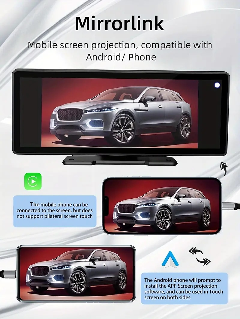 2025年 ワイヤレス carplay カーステレオ 10 インチ ips タッチポータブルカー再生画面オーディオカーラジオ受信機 android カー bt siri/google アシスタントマルチメディアプレーヤー コレクション – $181.99 –P3