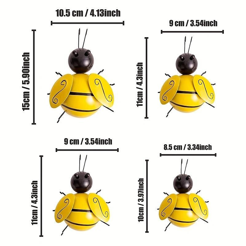 4 Stück Hummel-Wandkunst aus Metall, Kunsthandwerk, Ameisen-Metallskulptur, Gartenameisen-Dekoration, Wandbehang-Dekoration, Garten-Rasen-Dekoration, Innendekoration, farbenfrohe Außendekoration, niedliche Insektenskulptur, Gartendekoration 2025 - €21.99 –P1