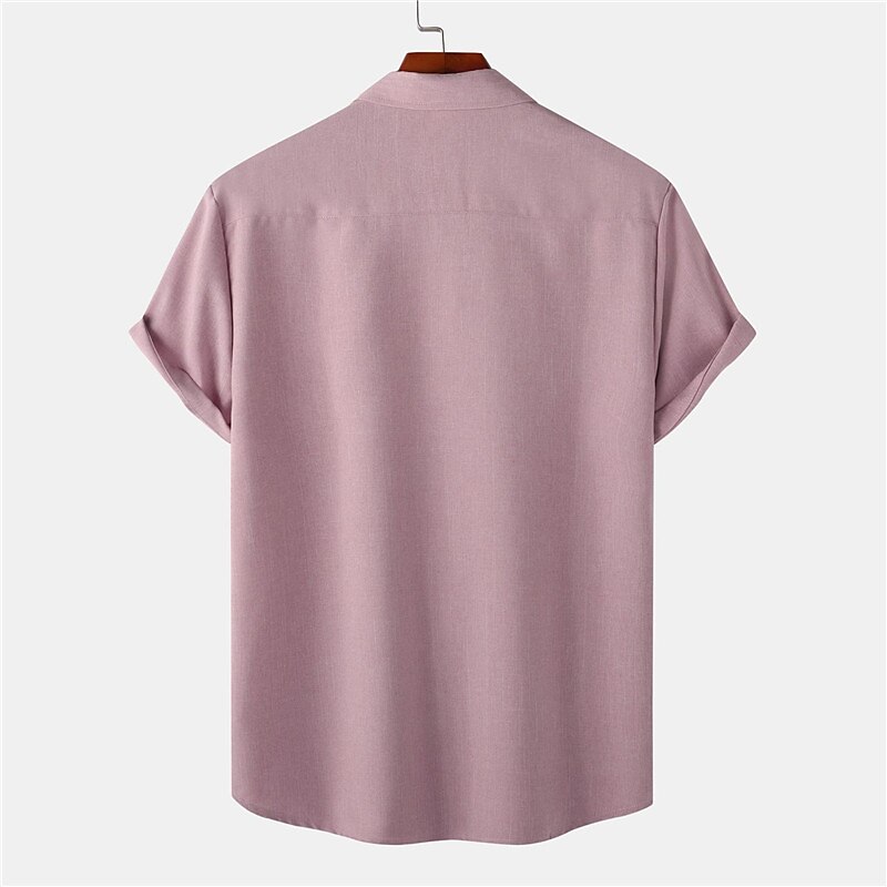 Per uomo Camicia Camicia di lino Camicia in cotone e lino Camicia Estiva Camicia casual Camicia da Spiaggia Semplice Vacanza Casuale Nero Rosa Verde scuro Viola chiaro Manica Corta Bavero Estate del 2025 a $38.99 –P8