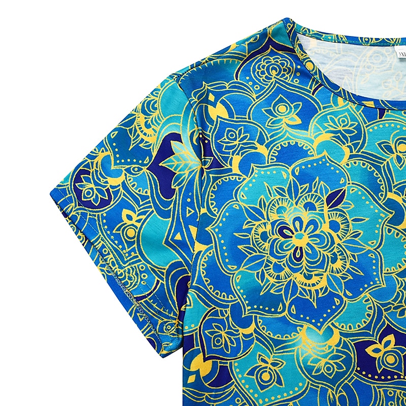 Damska sukienka midi sukienka bawełniana sukienka casual sukienka shift sukienka w kwiaty dekolt zaokrąglony maxi długa sukienka vintage casual codzienna wakacyjna krótki rękaw lato wiosna 2025 - $28.99 –P5