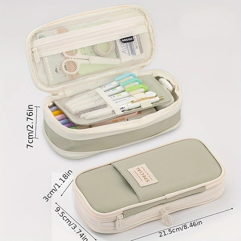 Multifunctional Cosmetic Bag Macaroon Big Capacity Double-layer Canvas Pencil Case Travel Storage Pouch School Supplies, Back to School Gift 2025 - $20.99 –P4