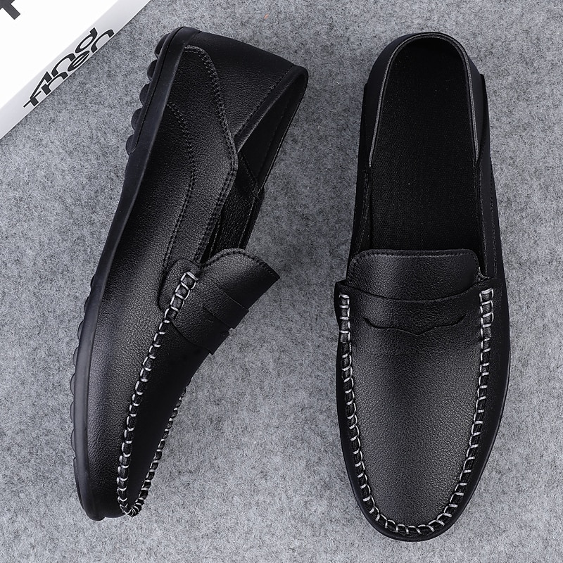 Men's White Faux Leather Loafers – Casual Slip-On Driving Shoes for Business & Summer Wear 2025 - $34.99 –P10