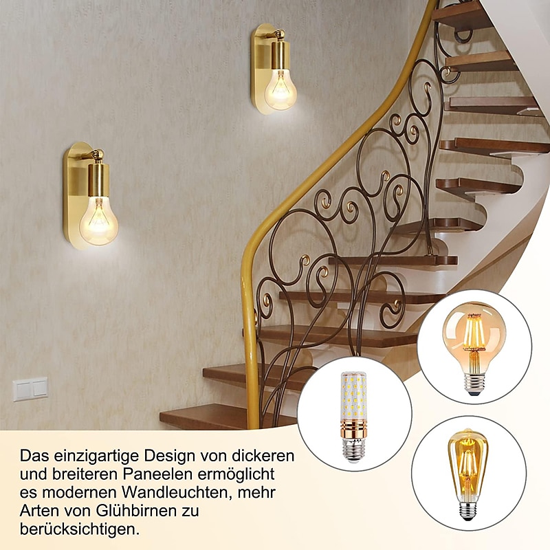 laiton salle de bain applique e27 rétro éclairage mural éclairage intérieur vintage or applique murale 2 pièces tournant applique e27 applique murale intérieur métal pour galerie restaurant café de 2025 ? $49.99 –P3