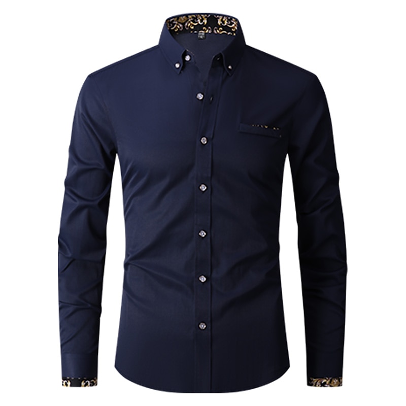 Per uomo Camicia Camicie Camicia abbottonata Resistente alle rughe Camicia con bottoni Liscio Matrimonio Ufficio e carriera Nero Bianco Vino Blu reale Manica lunga Collo ripiegabile Primavera del 2025 a $21.99 –P13