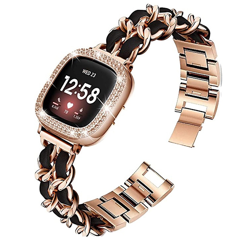 Chytré hodinky Kompatibilní s Fitbit Versa 4, Sense 2, Versa 3, Sense Fitbit Versa 2 Versa Lite Nerez Chytré hodinky Popruh s Casem Kovová spona Nárazuvzdorné Sportovní značka Výměna, nahrazení 2025 - $26.99 –P1