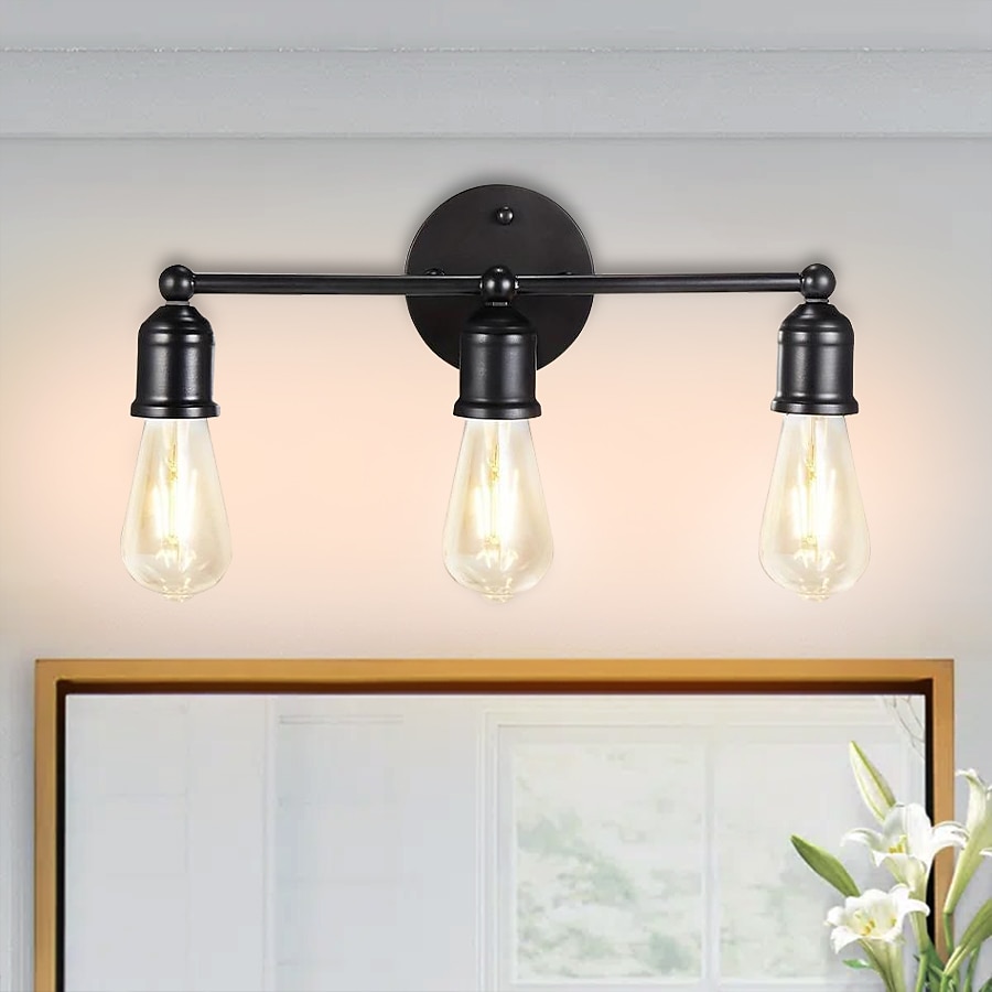 modern fekete smink világító készlet - 3 fényű fürdőszobai fali lámpa tükörhöz, konyhához, hálószobához és nappalihoz 2025 - $42.99 –P1
