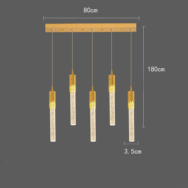 lampada a sospensione a led dimmerabile 1/2/4/5/8 testa lampada moderna in cristallo per isola da cucina, illuminazione a sospensione regolabile per isola cucina, lampadario a led in oro nero per sala del 2025 a $490.49 –P4