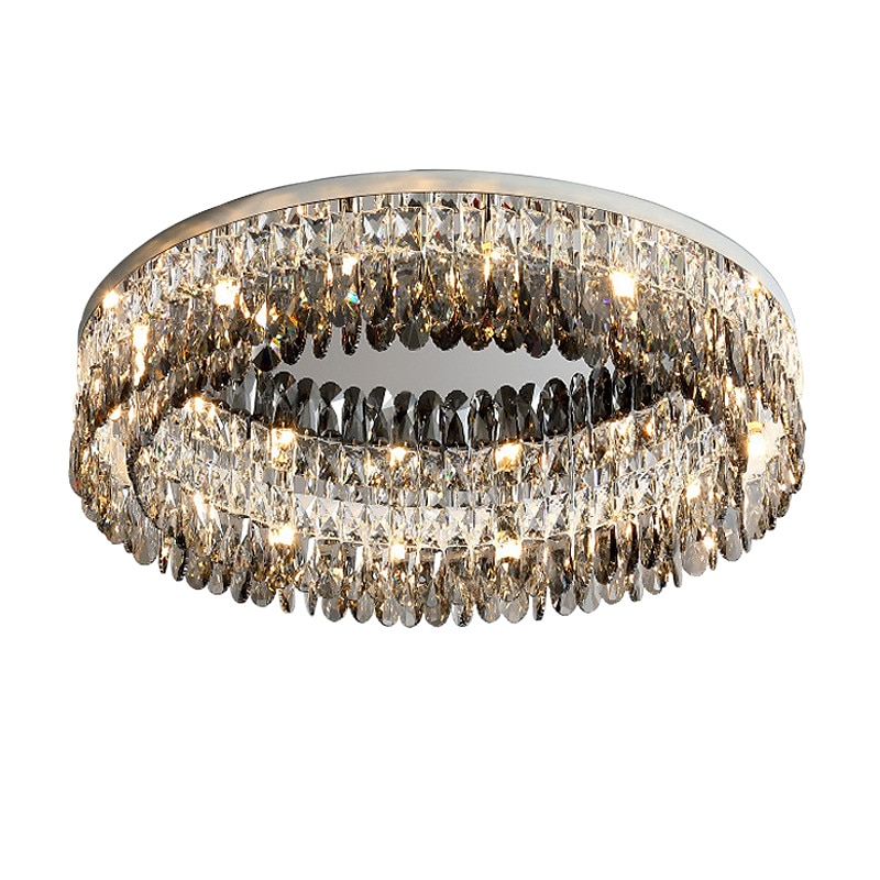 Lustre 60/80cm led cristal plafonnier cercle design design unique encastré lumières acier inoxydable led style nordique 110-240v de 2025 ? $687.89 –P6