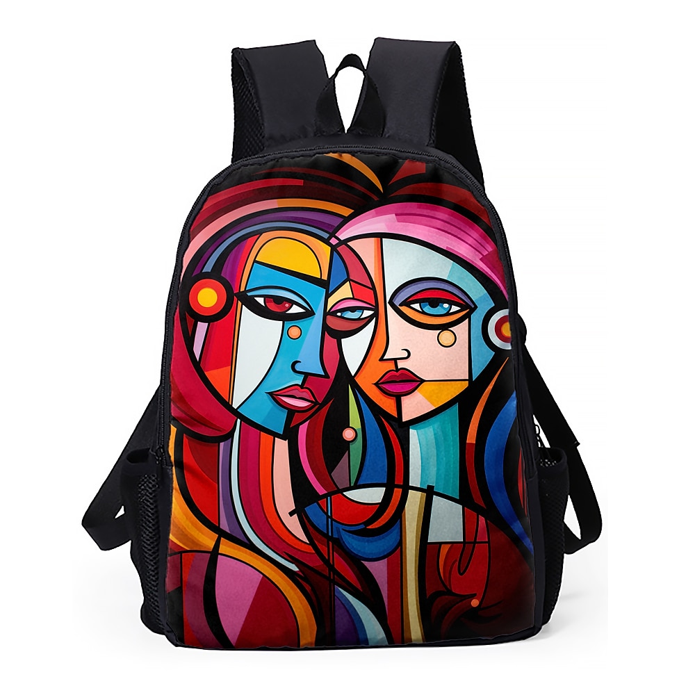 Sac à dos abstrait avec portrait féminin pour adolescentes – Sac d'école coloré avec imprimé artistique et grande capacité pour les filles élégantes de 2025 ? $26.99 –P11
