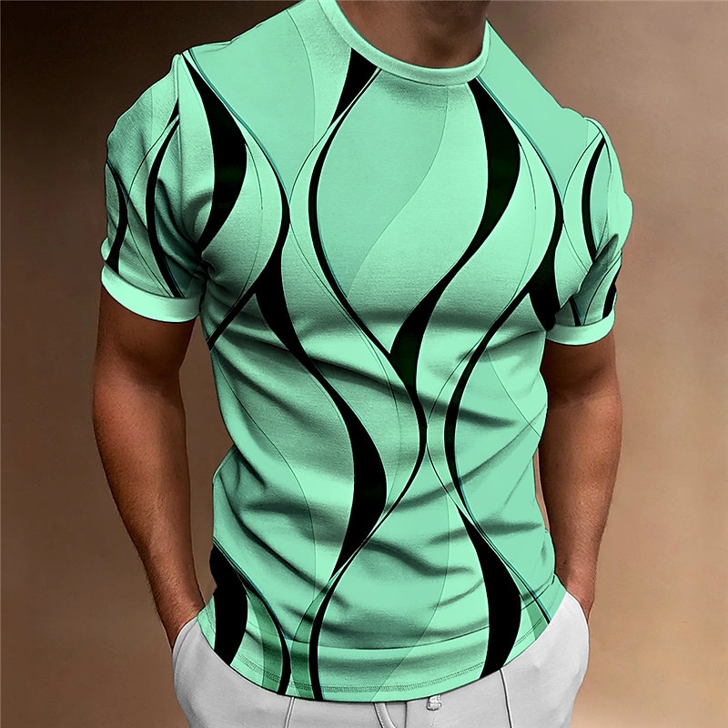 Voor heren Grafisch Abstract T-shirt Korte mouw T-shirt 3D-afdrukken Strakke ronde hals Overhemd Vintage Modieus Ontwerper Buiten Dagelijks Sport Zwart Blauw Rood Lente zomer Kleding S M L XL 2XL 3XL 2025 - $17.99 –P3