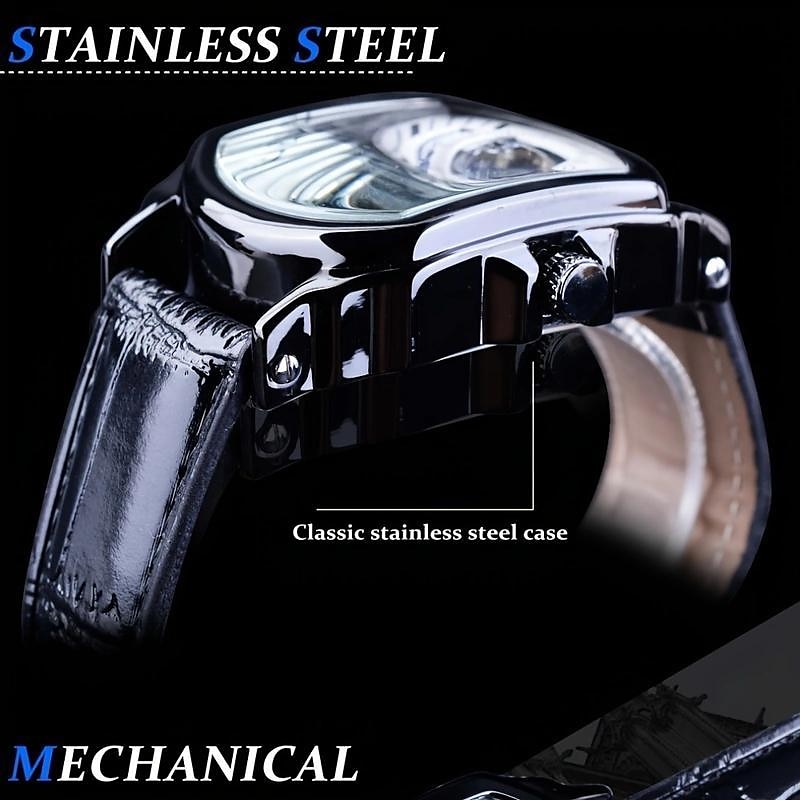 forsining retro heren mechanisch horloge luxe mode zakelijk automatisch skelet polshorloge heren mechanisch waterdicht horloge klok heren 2025 - $39.99 –P6