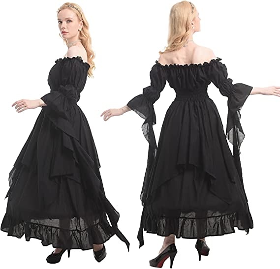 Vintage Gotico Medievale Vestito Costume Cosplay Abito ispirato alla Reggenza Manica del polsino svasato Vichingo Elfico Per donna Celtico Costumi da pirata Fantasia Halloween Mascherata Performance del 2025 a $38.99 –P4