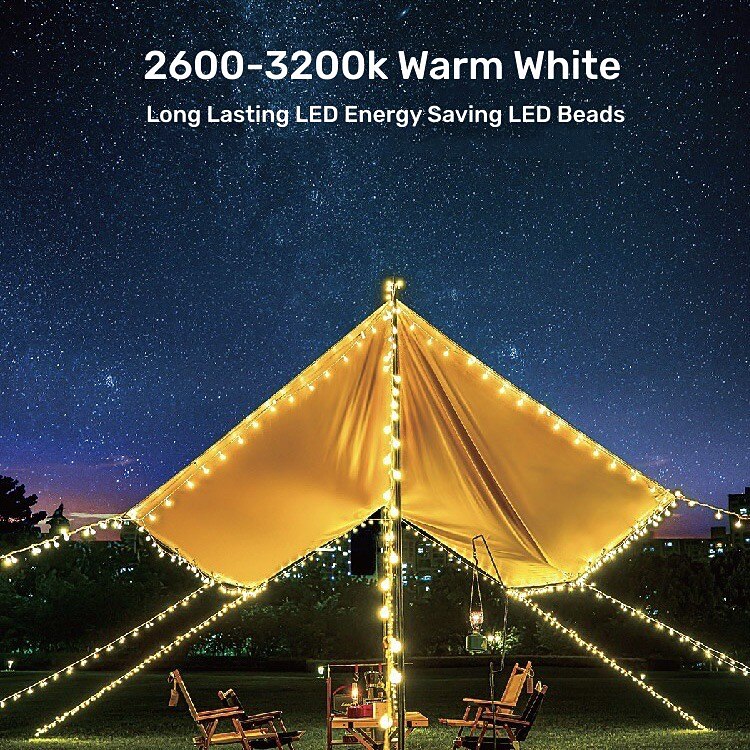Elegant Wedding Party Reception Solar Outdoor Waterproof Camping Canopy Lights – 5M, 10M, 20M Dimmable Flashing String Lights, USB/Solar Powered for Tent, Patio Decor 2026 - $49.99 –P1