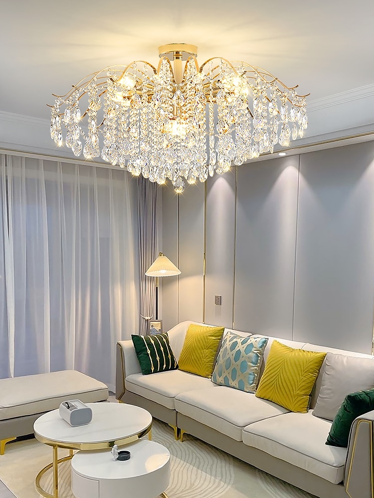 светодиодные люстры, современная роскошь, 42/50/60/80 см, 6/6/12/14-светлый золотой кристалл для домашнего интерьера, кухни, спальни, железное искусство, лампа на ветке дерева, креативная лампа, свет теплого белого цвета, 110-240 В 2025 - $326.79 –P6