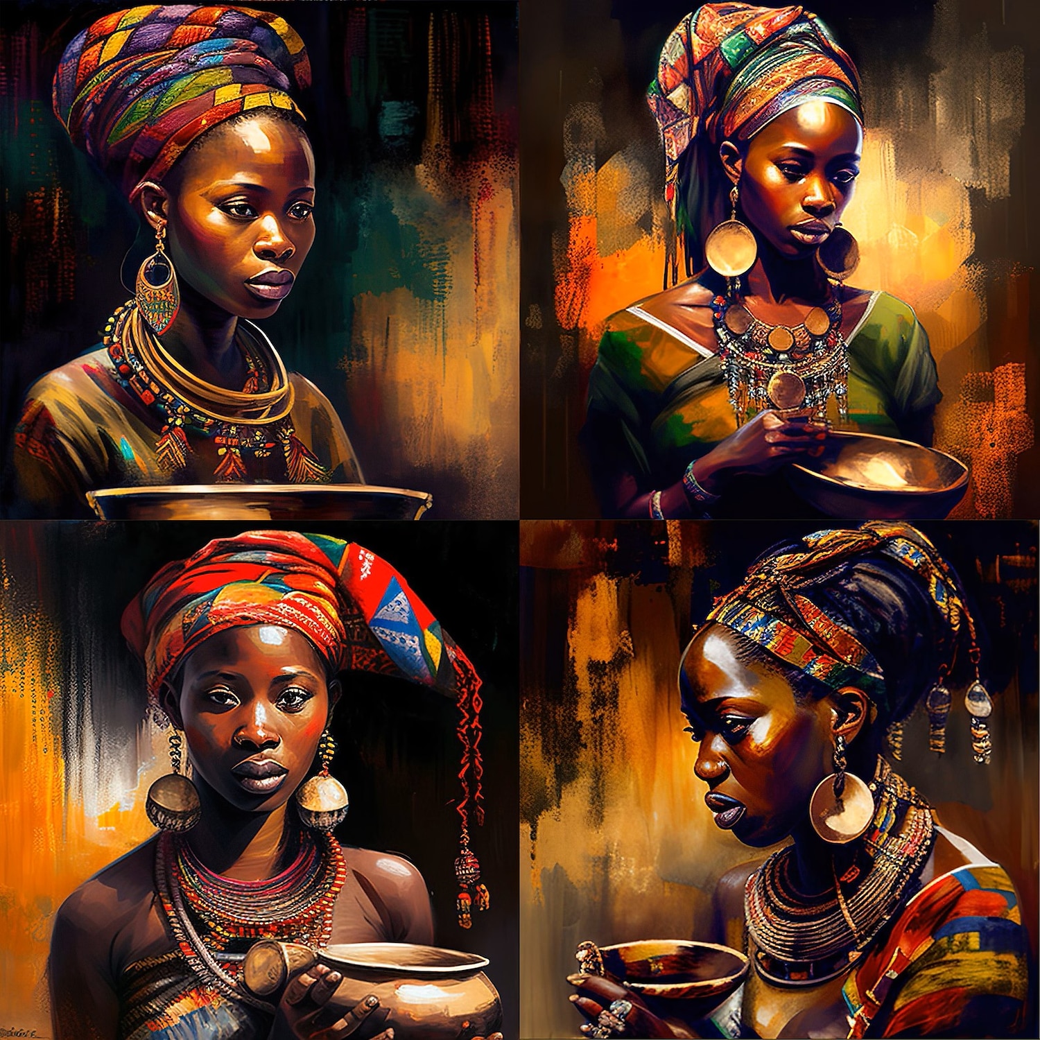 Menschen Wandkunst Leinwand afrikanische Frau Drucke und Poster abstrakte Porträtbilder dekorative Stoffmalerei für Wohnzimmer Bilder ohne Rahmen 2025 - $17.49 –P4