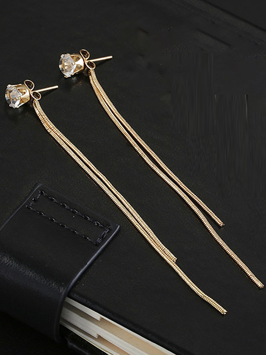 kvinners øredobber mote zirconia lang dusk polygonal diamant stud øredobber til valentinsdag, morsdag gave 2025 - $7.49 –P5