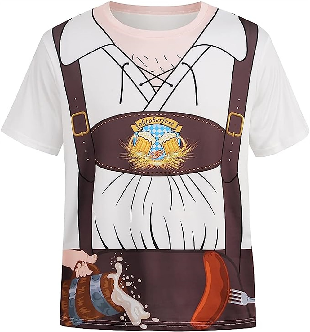 T-shirt Lederhosen 3D Bavarese Stile da Strada Corte Grafico per Per uomo Adulti Stampa 3D  per Birra Oktoberfest Feste Casual Quotidiano del 2026 a $17.49 –P13