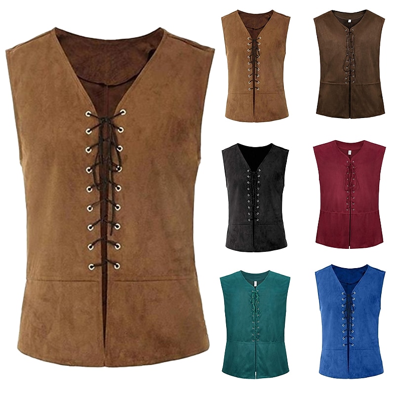 Retrò Vintage Punk & Gotico Medievale Costume Cosplay Gilet Gilet in camoscio Vampiro Pirata Cavaliere Coulisse Costume Per uomo Per donna Unisex Celtico Costumi da pirata Fantasia Halloween del 2025 a $28.99 –P1