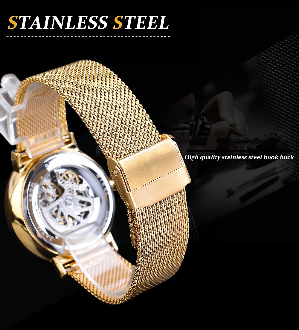 WINNER Men Mechanical Watch Luxury Large Dial Fashion Business Hollow Skeleton Automatic Self-winding Luminous Stainless Steel Watch 2025 - $57.99 –P7