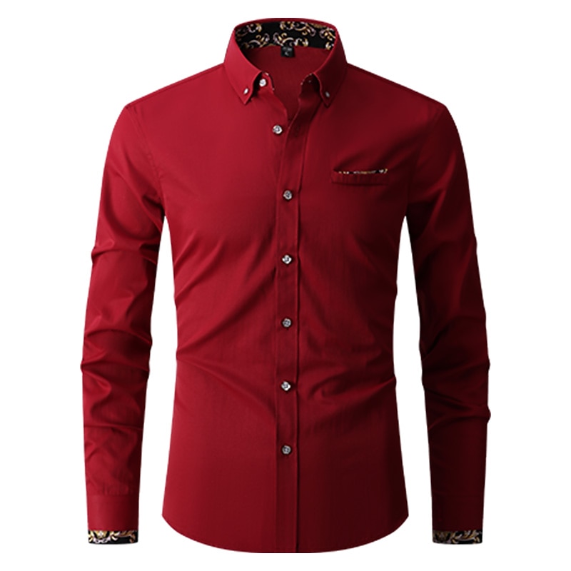 Per uomo Camicia Camicie Camicia abbottonata Resistente alle rughe Camicia con bottoni Liscio Matrimonio Ufficio e carriera Nero Bianco Vino Blu reale Manica lunga Collo ripiegabile Primavera del 2025 a $21.99 –P8