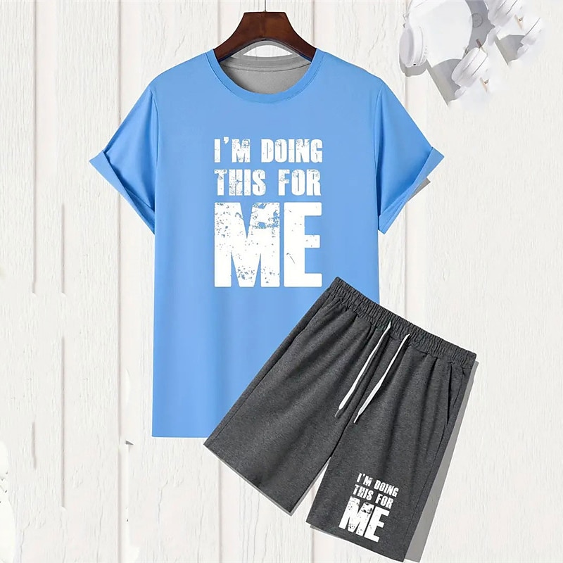 ensemble chemise graphique short et t-shirt pour hommes tenues lettre col rond vêtements vêtements impression 3D en plein air manches quotidiennes 2 pièces 2 pièces je fais ça pour l'anniversaire de de 2026 ? $26.99 –P2