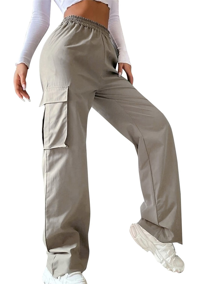 Damen Cargo-Hosen Hosen Hose Fallschirmhose Streetwear Lässig Komfort Volle Länge Hohe Taille Einfach Tasche Elastischer Bund Atmungsaktivität Weich Außenbereich Mikroelastisch Lässig Urlaub 2026 - $29.99 –P7