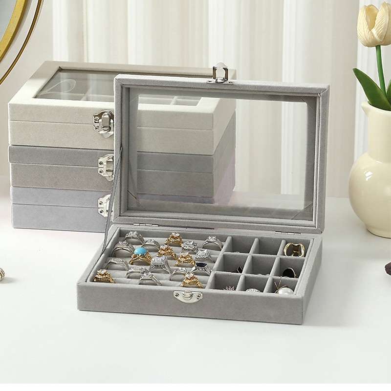 1PC Large Capacity Velvet Jewelry Box New Rings Necklaces Earrings Earrings Storage Box High-end Sense Organizing Box Dustproof Box 2025 - $11.49 –P1