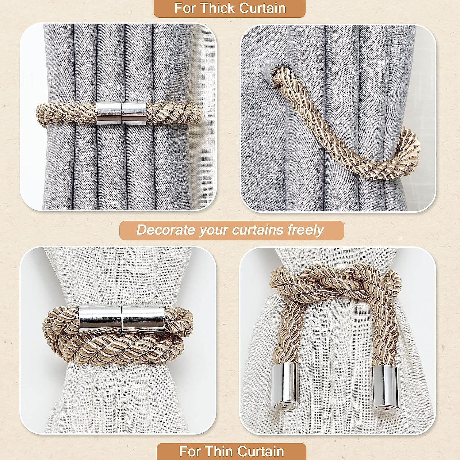 mágneses függöny megkötős ablak, gyöngy gyöngyös függönytartók, csatos klip otthoni hálószobához irodai dekoratív függöny 2025 - $10.49 –P6