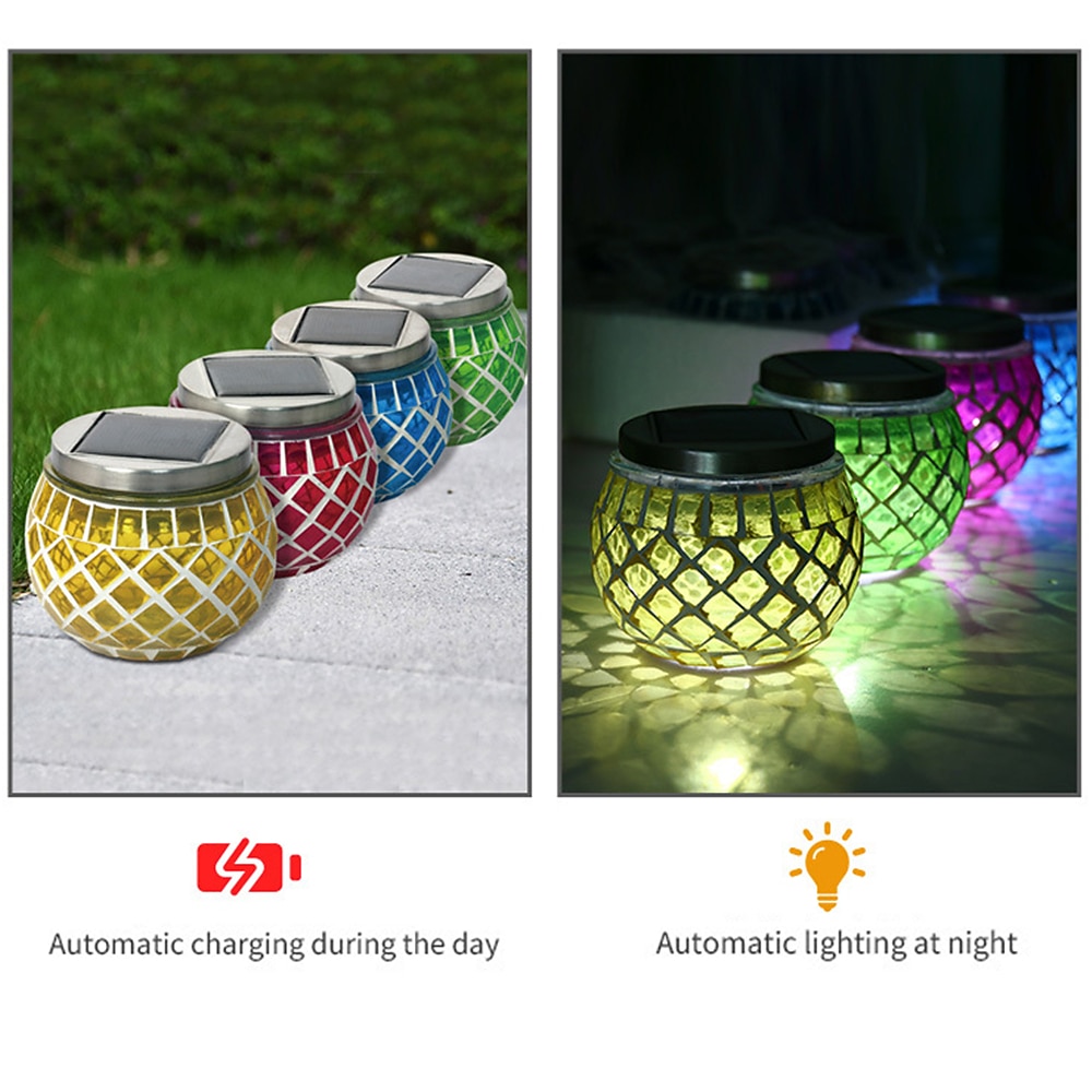 2026年 LEDソーラーモザイクガラスランプソーラーボールランプ中空アウトランプ庭の芝生の装飾屋外防水景観ランプ  コレクション – $17.49 –P3