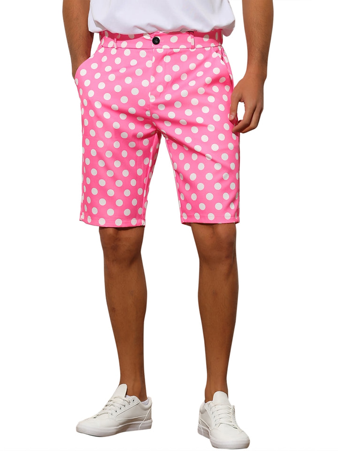 Per uomo Pantaloncini rosa Pantaloncini Pantaloncini chino Bermuda Pantaloncini da lavoro Tasche A pois Comfort Traspirante Esterno Giornaliero Per uscire Di tendenza Informale Nero Bianco del 2026 a $22.99 –P6