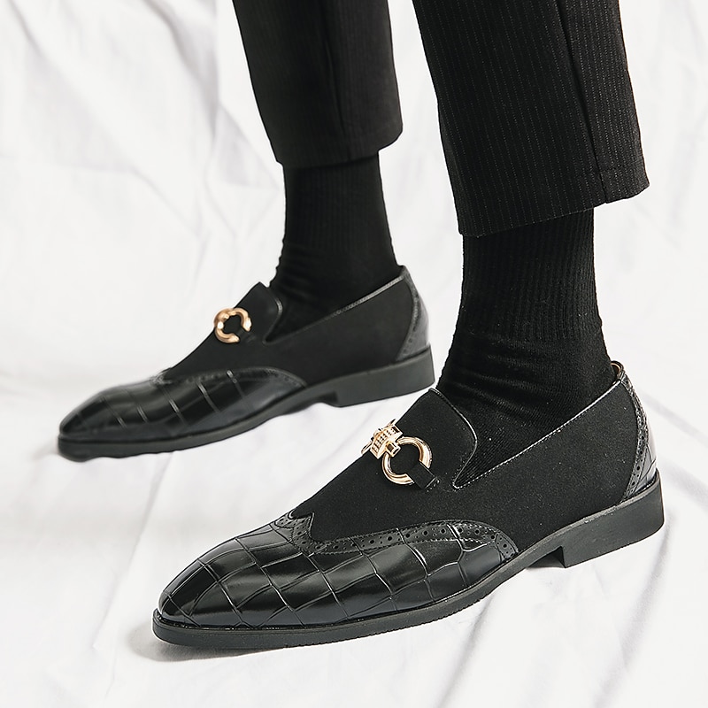 gröna loafers i konstläder för män med krokodilmönster och guldspänne - snygga högtidsskor för kontor, affärs- och fritidskläder 2025 - $46.99 –P9