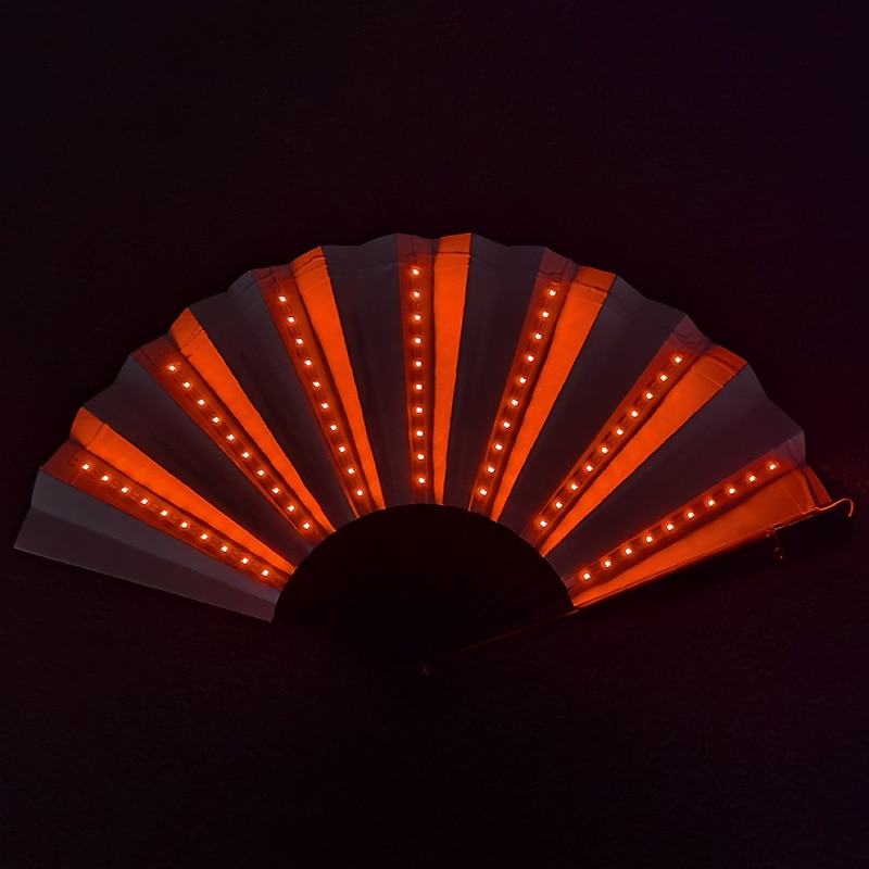 glöd fällbar led fläkt dansljus nattshow dj fluorescerande bar nattklubb fest presenter halloween dekoration färg växlande fläkt 2025 - $19.99 –P5