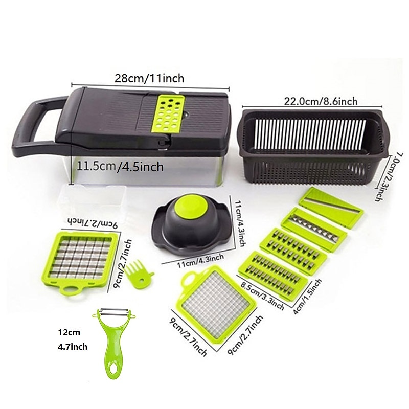 Vegetable Chopper 16 in 1Multifunctional Food Chopper Kitchen Vegetable Slicer Dicer Cutter Veggie Chopper With 8 Blades Carrot Chopper with Container 2025 - $46.99 –P1