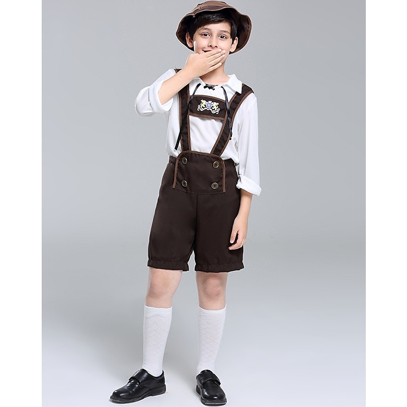 Oktoberfest Pusero / hame nahkahousuista Oktoberfest / Olut baijerilainen baijerilainen Wiesn Perinteinen Tyyli Niityt Poikien Perinteinen tyyli kangas Toppi Shortsit Hattu 2025 - $37.99 –P3
