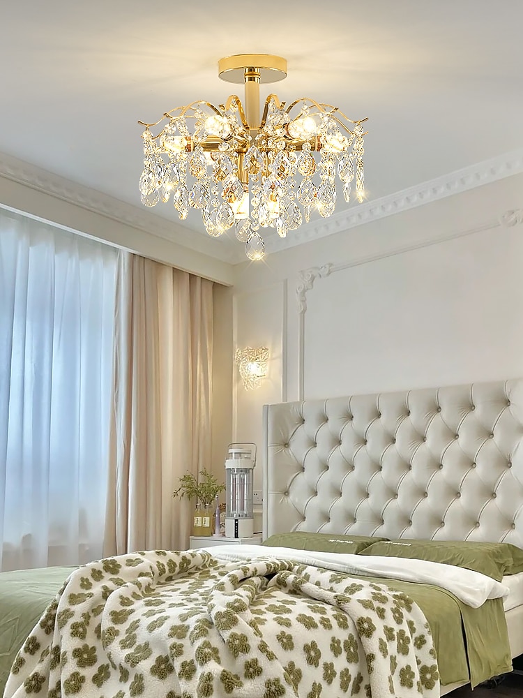 светодиодные люстры, современная роскошь, 42/50/60/80 см, 6/6/12/14-светлый золотой кристалл для домашнего интерьера, кухни, спальни, железное искусство, лампа на ветке дерева, креативная лампа, свет теплого белого цвета, 110-240 В 2025 - $326.79 –P1