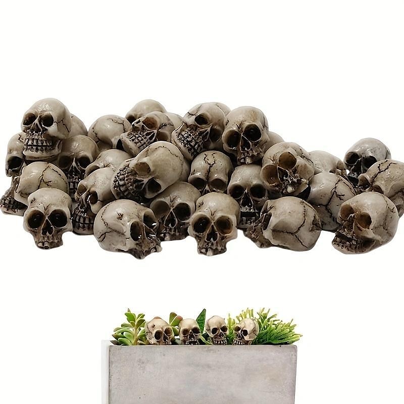 20 Stück Mini-Totenköpfe, Halloween, kleiner Skelettkopf, Blumentopf-Dekor, realistischer Totenkopf, Kunsthandwerk, Gartendekoration, Bonsai, Hofornamente 2025 - $9.49 –P2