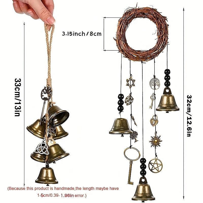 1pc, Witch Bells Protection Door Hangers Witch Wind Chimes Wreath Handmade  Hanging Witch Bells Wiccan Magic Wind Chimes for Home Door