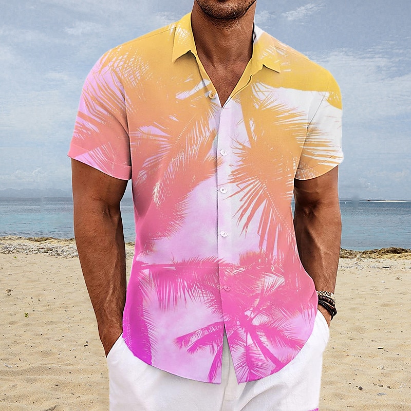 Herren Blumen Zitronengelb Fische Hemd Hawaiihemd Sommerhemd Aloha-Shirt Kurze Ärmel Hemd Umlegekragen Modisch Strassenmode Designer Outdoor Strasse Casual Gelb Rosa Blau S M L 2025 - $24.99 –P6