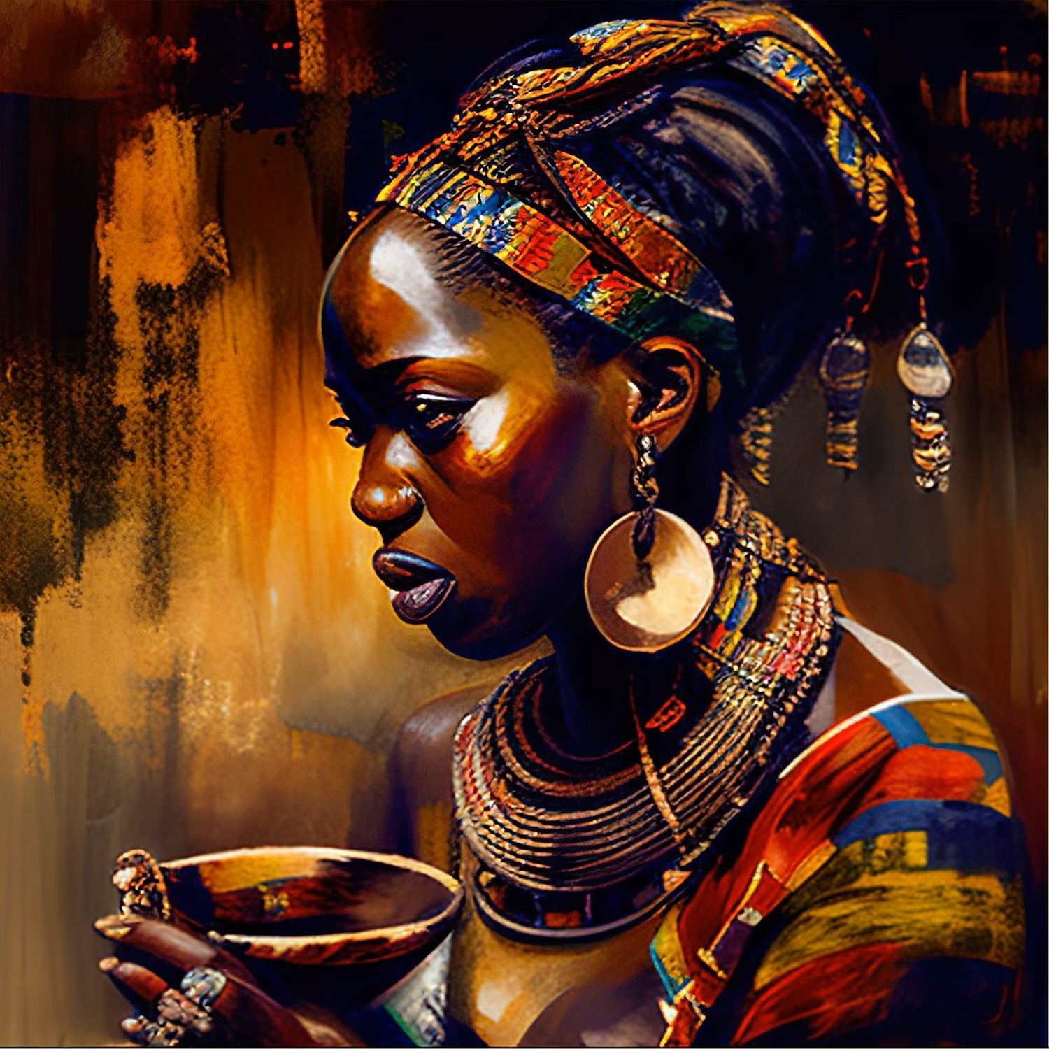 Menschen Wandkunst Leinwand afrikanische Frau Drucke und Poster abstrakte Porträtbilder dekorative Stoffmalerei für Wohnzimmer Bilder ohne Rahmen 2025 - $17.49 –P3