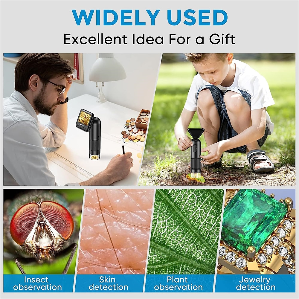 Handheld Digital Microscope with 2 LCD Screen 800X Pocket Portable Microscope for Kids with Adjustable Lights Coins Electronic Magnifier Camera 2025 - $83.99 –P4