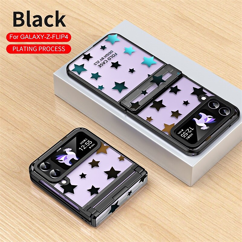 For Galaxy Z Flip 5 ins New Circuit Pattern Case for Samsung Z Flip 4 Z  Flip3 ZFlip 5 Z Flip4 Flip5 Clear Acrylic Plating Cover