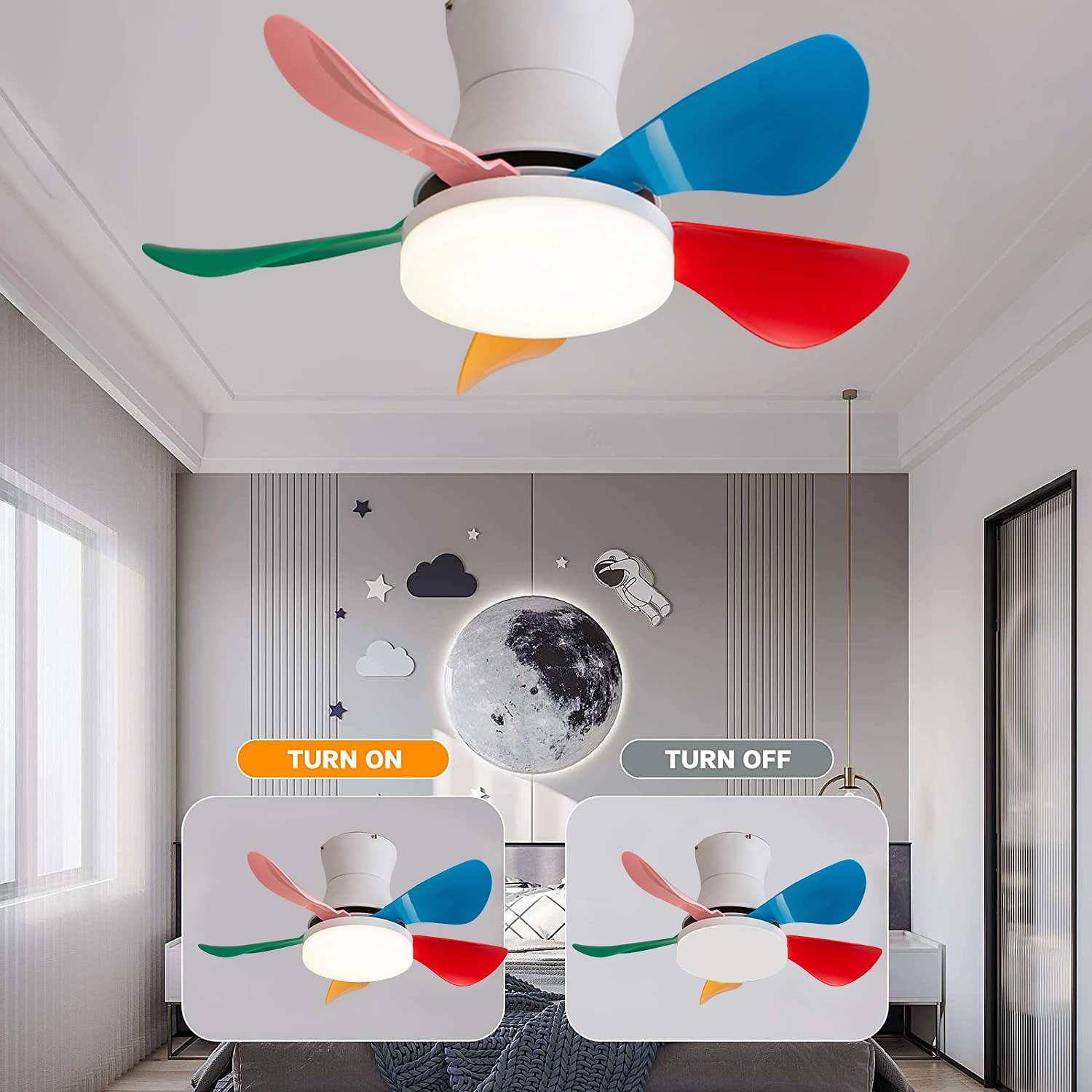 LED Ceiling Fans Dimmable with Remote Contral 82cm Flush Mount Ceiling Lamp Acrylic Lampshade Chandelier Bedroom Living Room 2025 - $359.89 –P3
