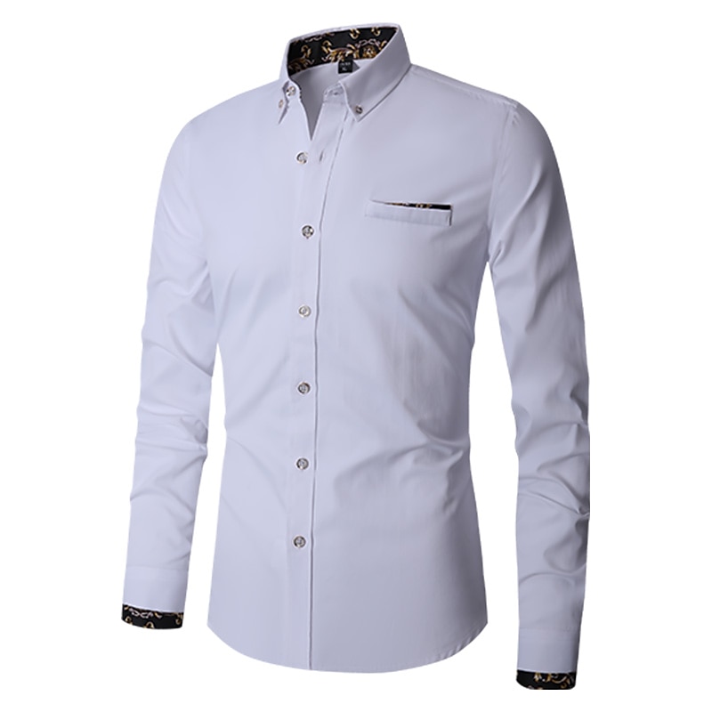 Per uomo Camicia Camicie Camicia abbottonata Resistente alle rughe Camicia con bottoni Liscio Matrimonio Ufficio e carriera Nero Bianco Vino Blu reale Manica lunga Collo ripiegabile Primavera del 2025 a $21.99 –P2