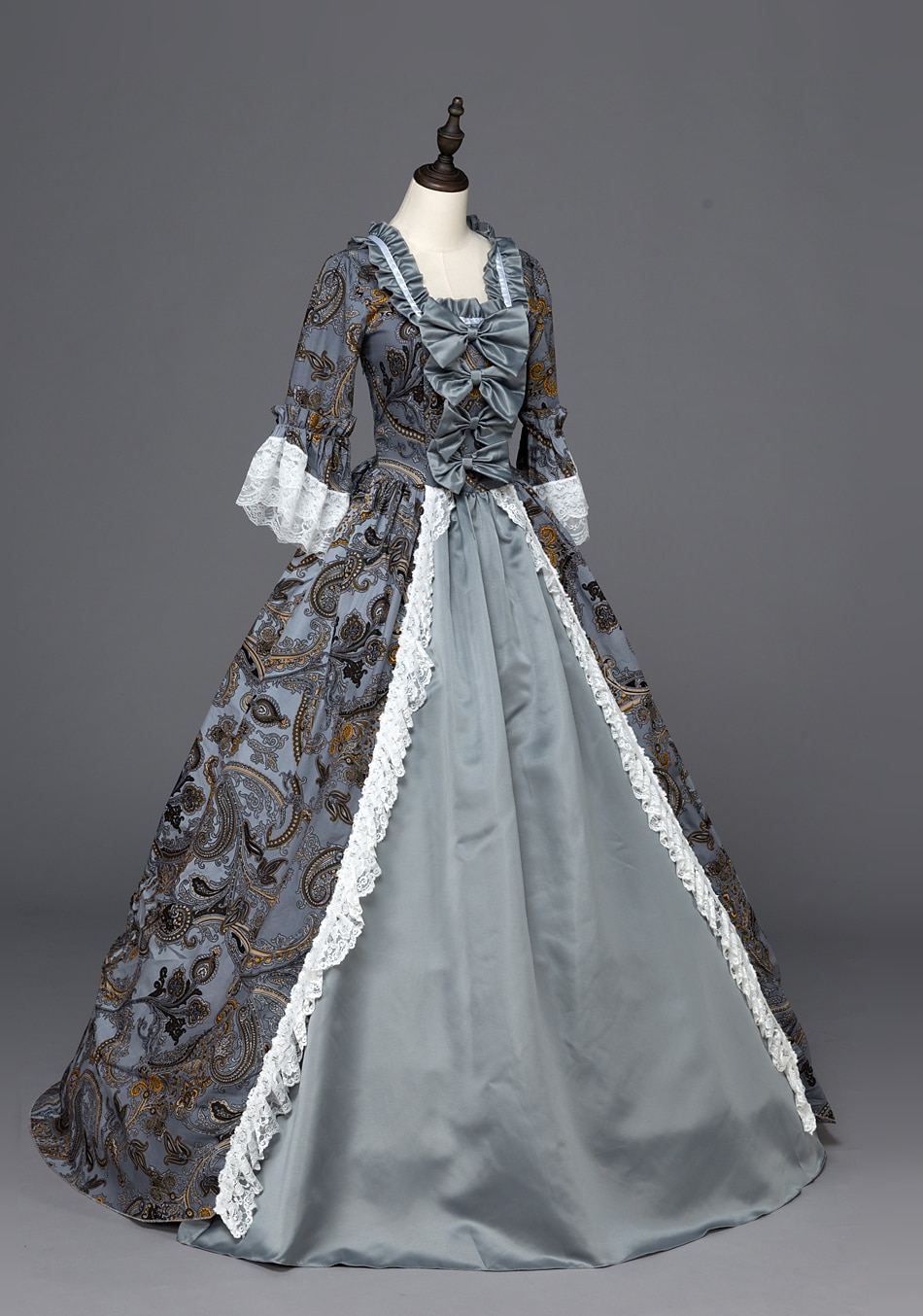 Vintage Rokokoo Viktoriaaninen Maxi Mekot Juhla-asu Naamiaisasu Normaali Juliet hiha Prinsessa Tuhkimo Shakespeare Pitsi Rusetti Prinsessa Nelikulmainen kaula-aukko Naamiaispuku Naisten Tyttöjen 2026 - $143.99 –P2